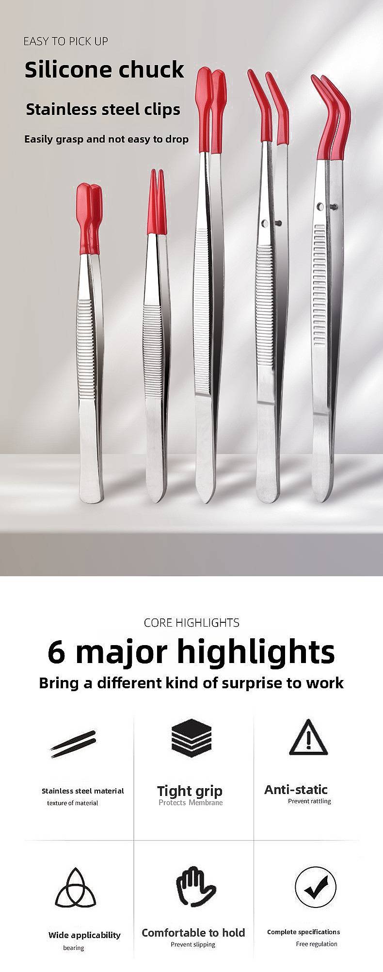 Precision Tweezers with Rubber Tips