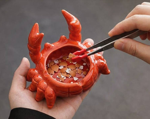 Ceramic Rice Sand Soil Egg Placeholder Holder Motivational Crab Picker Pincher Claw Station + Tool Holder