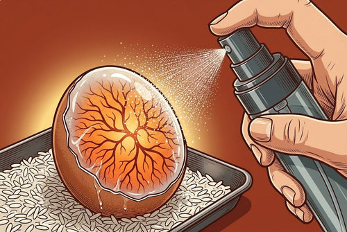 The eggshell membrane challenge requires moistening of the membrane and this photo shows a spraying of the membrane