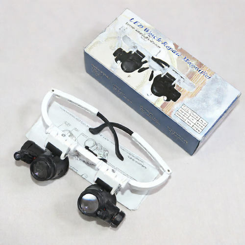 Black and White Mechanical Magnifying Headset Lamp