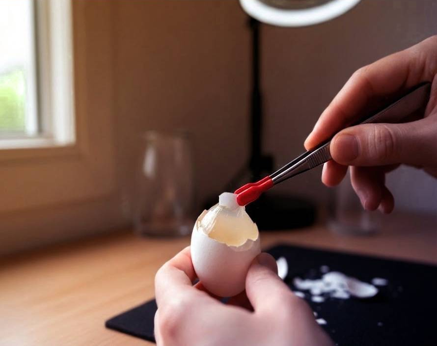 The Eggshell Membrane Challenge Precision Tweezers with Rubber Tips
