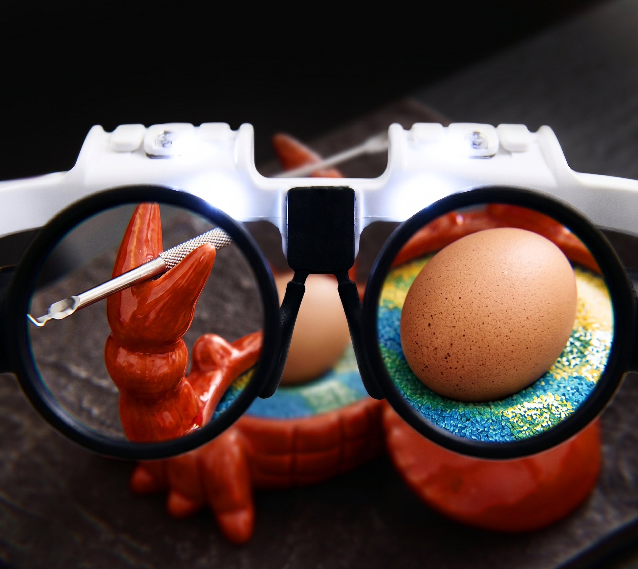 The Eggshell Membrane Challenge White and Black Mechanical Magnifying Remove and See Headset Lamp