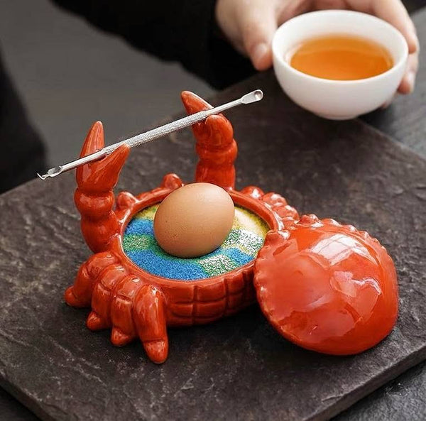 Ceramic Rice Sand Soil Egg Placeholder Holder Motivational Crab Picker Pincher Claw Station + Tool Holder